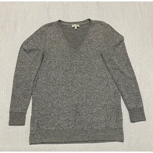 Lucky Brand Womens‎ V Neck Long Sleeve Tunic Top Gray Knit Size S Lightweight